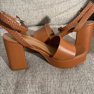 Elegant Tan Platform Sandals with Braided Straps
